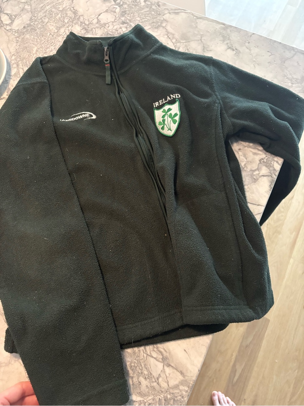 Ireland (bought in Ireland) Green Fleece Jacket with Shamrock Crest - Landsdowne